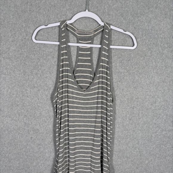 Athleta Ember Midi Dress Medium Gray Ruched Racerback Jersey Stretch Tennis Golf - Picture 2 of 12